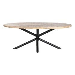 Mesa de Comedor DKD Home Decor Natural Negro Metal Madera de mango 200 x 100 x 76 cm