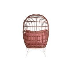 Poltrona de jardim DKD Home Decor 99 x 71 x 147 cm Metal Terracota Rotim sintético Branco