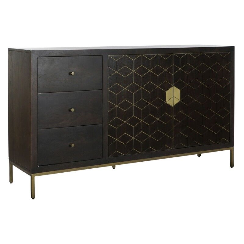Aparador DKD Home Decor Preto Dourado Catanho escuro Metal Acácia 160 x 40 x 90 cm