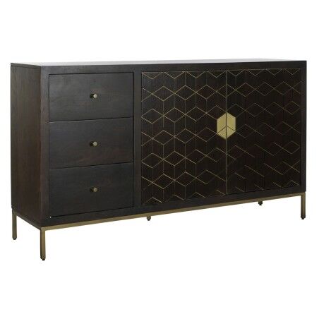 Aparador DKD Home Decor Preto Dourado Catanho escuro Metal Acácia 160 x 40 x 90 cm