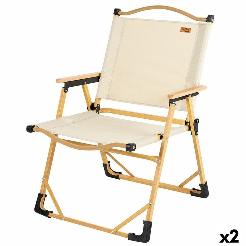 Silla de Camping Plegable Aktive Sabana Tierra 47 x 77 x 51 cm (2 Unidades) Silla de Camping Plegable Aktive Sabana Tierra 47 x 77 x 51 cm (2 Unidades)