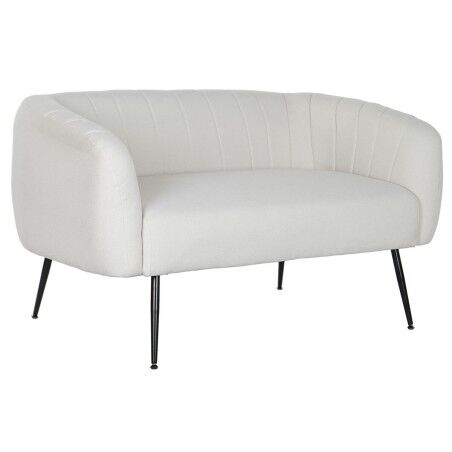 Sofá DKD Home Decor Preto Greige Espuma Madeira Metal Veludo Scandi 129 x 75 x 73 cm
