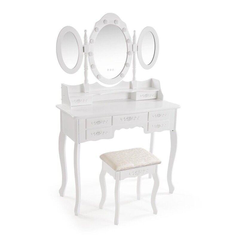 Toeletta Versa Bianco Legno Cristallo Legno MDF 40 X 144 X 90 CM