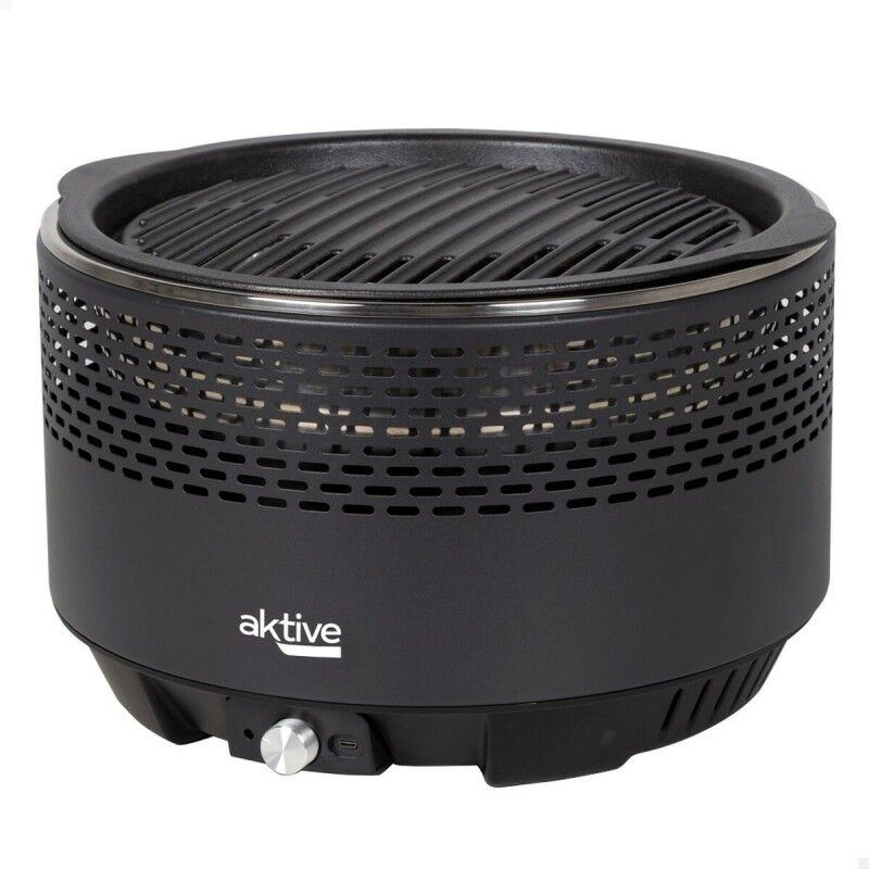 Churrasco Portátil Aktive Redonda Sem fumos Preto Aço inoxidável Ferro 34 x 21,5 x 34 cm
