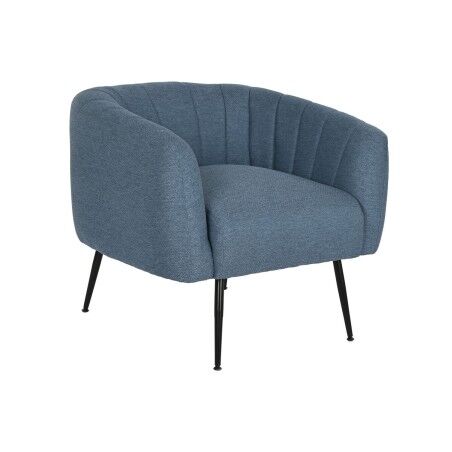 Poltrona DKD Home Decor Azzurro Nero Dorato Schiuma Legno Metallo 81 x 75 x 73 cm