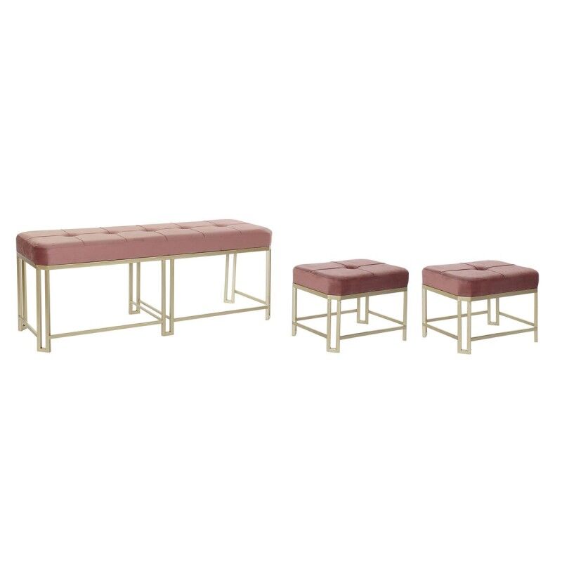 Hocker DKD Home Decor Rosa Metall Samt (120 x 40 x 46 cm) Hocker DKD Home Decor Rosa Metall Samt (120 x 40 x 46 cm)