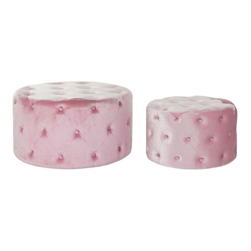 Footrest DKD Home Decor Pink Velvet MDF Wood Glam (2 pcs) Footrest DKD Home Decor Pink Velvet MDF Wood Glam (2 pcs)