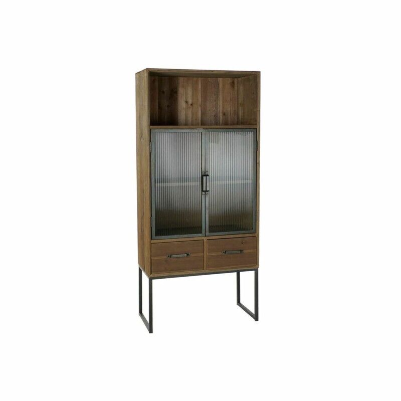 Armário DKD Home Decor Preto Madeira Metal Cristal (70 x 34.5 x 160 cm)
