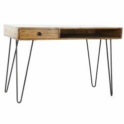 Secretária DKD Home Decor 115 x 55 x 76 cm Natural Preto Metal