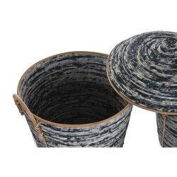 Juego de Cestas DKD Home Decor Blanco Negro Natural
