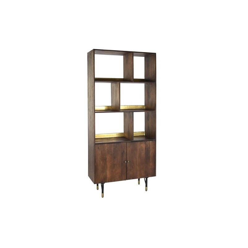 Estantes DKD Home Decor Preto Dourado Metal Catanho escuro Madeira de mangueira 4 Prateleiras (90 x 35 x 200 cm)