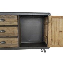Aparador DKD Home Decor 144 x 45 x 75 cm Abeto Natural Metal Cinzento claro