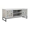 Móvel de TV DKD Home Decor Branco Bege Cinzento Multicolor Cerâmica Madeira de mangueira 130 x 40 x 56 cm