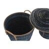Basket set DKD Home Decor Blue Black (3 Pieces)