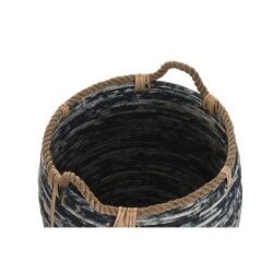 Conjunto de Cestas DKD Home Decor Branco Preto 56 x 56 x 60 cm 52 x 52 x 60 cm Plástico (3 Peças)