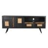 Mobile TV DKD Home Decor Nero Rattan Legno di mango (145,5 x 40,5 x 60 cm)
