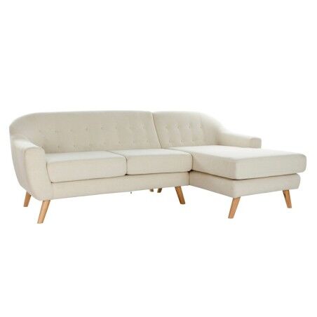 Divano Chaise Longue DKD Home Decor Crema Legno d'albero della gomma 226 x 144 x 84 cm
