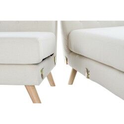 Divano Chaise Longue DKD Home Decor Crema Legno d'albero della gomma 226 x 144 x 84 cm