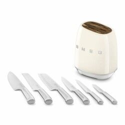 Conjunto de Facas de Cozinha e Suporte Smeg KBSF02CR Creme