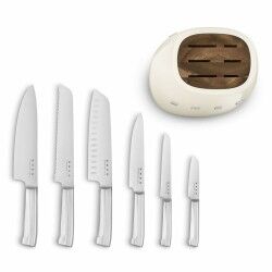 Conjunto de Facas de Cozinha e Suporte Smeg KBSF02CR Creme