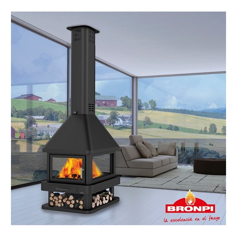 Huelva Holzkamin mit 4 Gläsern Bronpi 16 kW Huelva Holzkamin mit 4 Gläsern Bronpi 16 kW