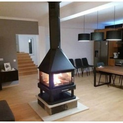 Cheminée centrale à bois Huelva 4 Vitres Bronpi 16 kW