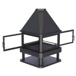 Camino centrale a legna Huelva 4 vetri Bronpi 16 kW