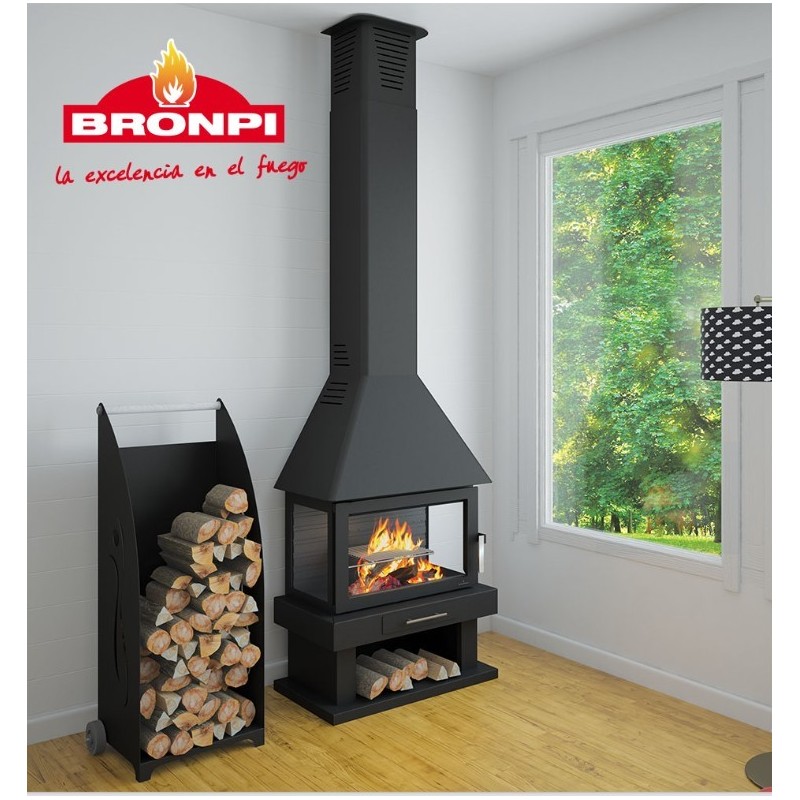 Cheminée à bois Huesca 3 Vitres Bronpi 10 kW