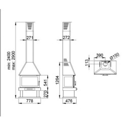 Huesca 3-Glas-Kamin Bronpi 10 kW