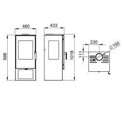 Estufa de leña Bronpi Estrella 3C 7kW con 3 lados acristalados