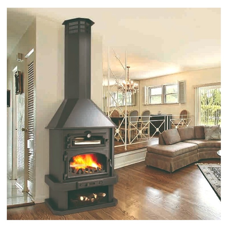 Chimenea de leña del Ebro con horno Bronpi de 14 kW Chimenea de leña del Ebro con horno Bronpi de 14 kW