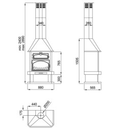 Chimenea de leña del Ebro con horno Bronpi de 14 kW