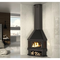 Lorca R 3-Glass Wood Corner Fireplace Bronpi 14 kW