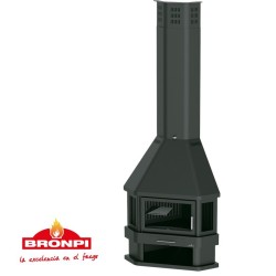 Lorca R 3-Vidro Lareira de Canto a Lenha Bronpi 14 kW