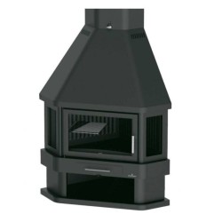 Cheminée d'Angle à bois Lorca R 3 Vitres Bronpi 14 kW