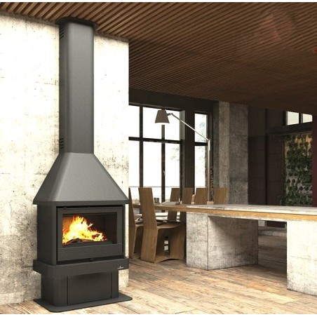 Cheminée à bois Lisboa Vision frontale Bronpi 11 kW avec Bücher