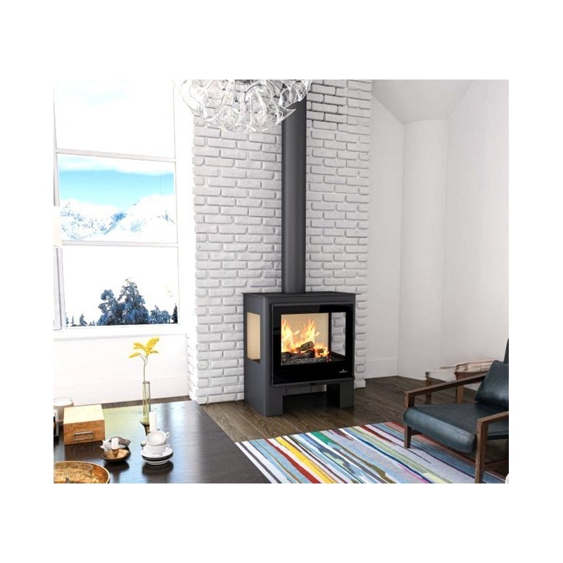 Stufa a legna Loreto 14kW Bronpi con 3 lati vetrati