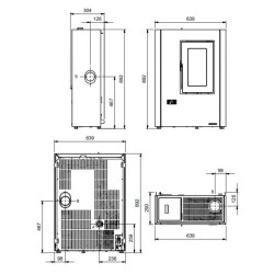 Luisella 5.0 Maxi Extraflame 7kW Schmaler belüfteter Pelletofen Graphitgrau