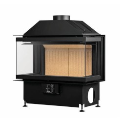 A.Caminetti Crystal 80 3D Lareira a lenha com 3 lados de vidro