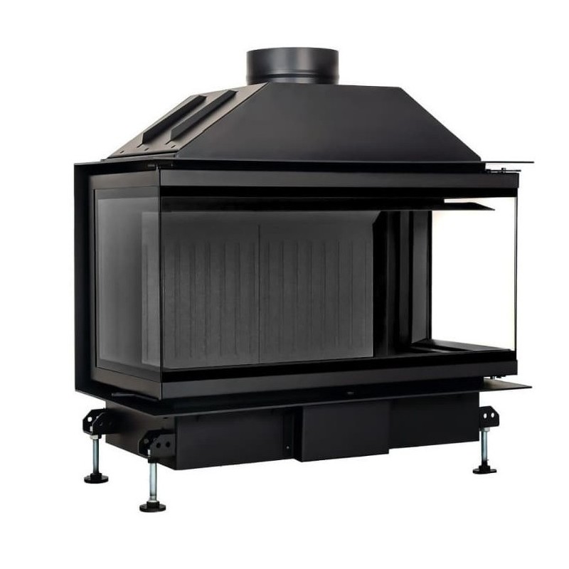 A.Caminetti Crystal 80 3D Lareira a lenha com 3 lados de vidro