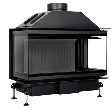 A.Caminetti Crystal 80 3D Lareira a lenha com 3 lados de vidro