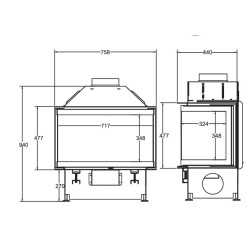 Foyer à bois Crystal 70 3D de A.Caminetti 3 Faces vitrées
