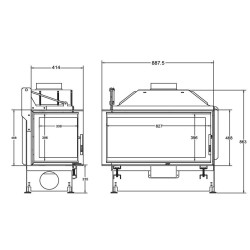 Insert à bois Quattro 80 A.Caminetti 2 Cotés vitrés droit