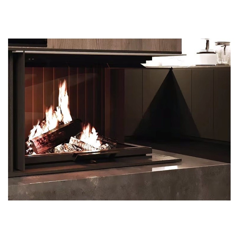 Insert à bois Quattro 80 A.Caminetti 2 Cotés vitrés gauche