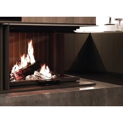 Insert à bois Quattro 60 A.Caminetti 2 Cotés vitrés gauche