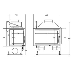 Quattro 60 wood insert A.Caminetti 2 Left glazed sides