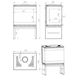 Scandinavian 65 A.Caminetti 3-Sided Glazed Wood Stove