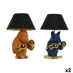 Desk lamp Home ESPRIT Blue Black Orange Golden Resin 50 W 220 V 36 x 36 x 55 cm (2 Units)