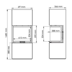 Estufa de leña Scandinavian 65 SBH A.Caminetti 3 lados de vidrio elevables