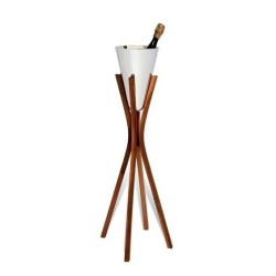 So High Champagne Bucket Polished Pedestal Stand Walnut OA1710